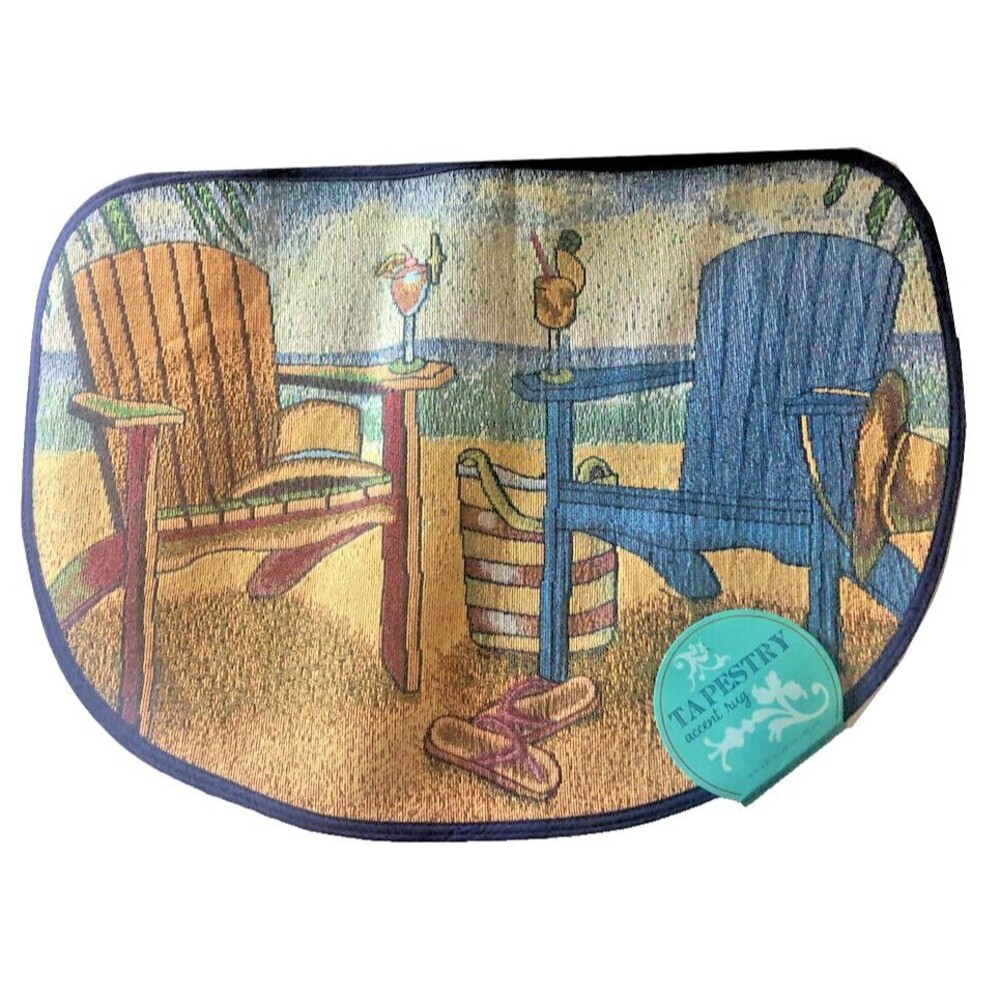 Nantucket Adirondack Beach Chairs Accent Rug Skid-Resistant Beach House